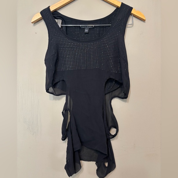 SHERI BODELL Silk Chiffon Rhinestone Cutout Sleeveless Designer Designer Top - Picture 2 of 10